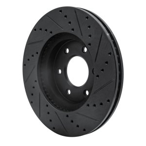 Chevrolet Trailblazer Brake Rotor (1) - Front Left - R1 Concepts - Drilled & Slotted - Black - `06-`09
